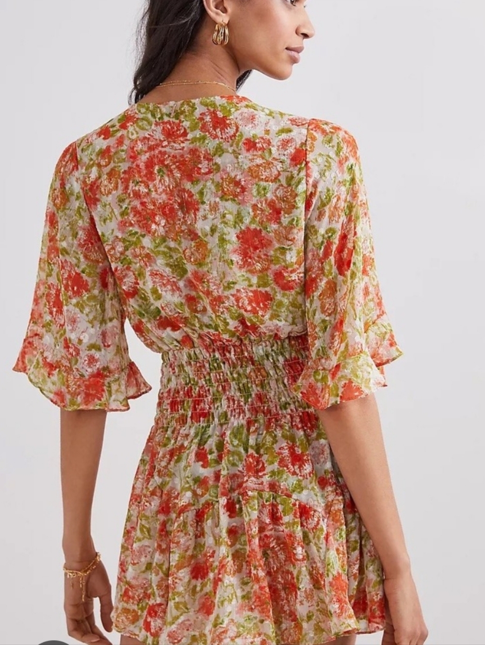 Misa Los Angeles Floral Mini Dress in Orange, Green, Cream size XS new with tags - Picture 3 of 10